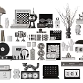 Assorted Decorative Ornaments Set for Home Tabletop Decor with Lamps Frames and Sculptures