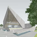 Modern Sales Office Building Sales Office Demonstration Building 3d model