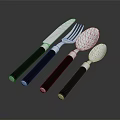 Modern Household Kitchen Cutlery Set With Black Handles And Shiny Metal Finish