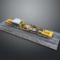 Yellow And Blue Model Train On Railroad Tracks With Detailed Design