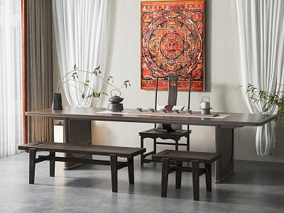 New Chinese Tea Table and Chair Combination 3d model