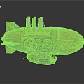 Steampunk Airship Model With Three Pipes Ornate Gears And Intricate Carvings