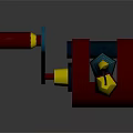 Long Red And Blue Fishing Rod With Yellow Decorative Accents