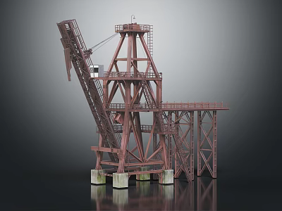 Sturdy Industrial Heavy Machinery Structure Featuring Tall Metal Frame And Base Supports 3d model