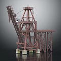 Sturdy Industrial Heavy Machinery Structure Featuring Tall Metal Frame And Base Supports