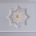 Elegant White Ceiling Design With Intricate Geometric Star Pattern And Golden Central Decor 3d model