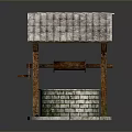 Old Well With Traditional Tiled Roof Wooden Frame And Stone Brick Structure