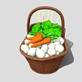Wicker Storage Basket For Kitchen With Fresh Carrots Lettuce And Onions