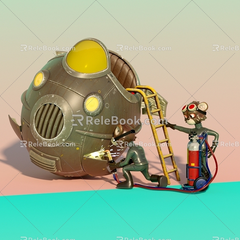 Sphere ship under repair fanart 3d model