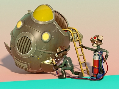 Sphere ship under repair fanart 3d model