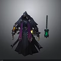 Mystical Dark Hooded Character With Purple Robe And Glowing Magic Lantern Design