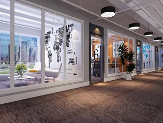 modern aisle office 3d model