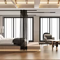 Modern Bedroom Interior Design With Platform Bed Large Windows And Wooden Flooring