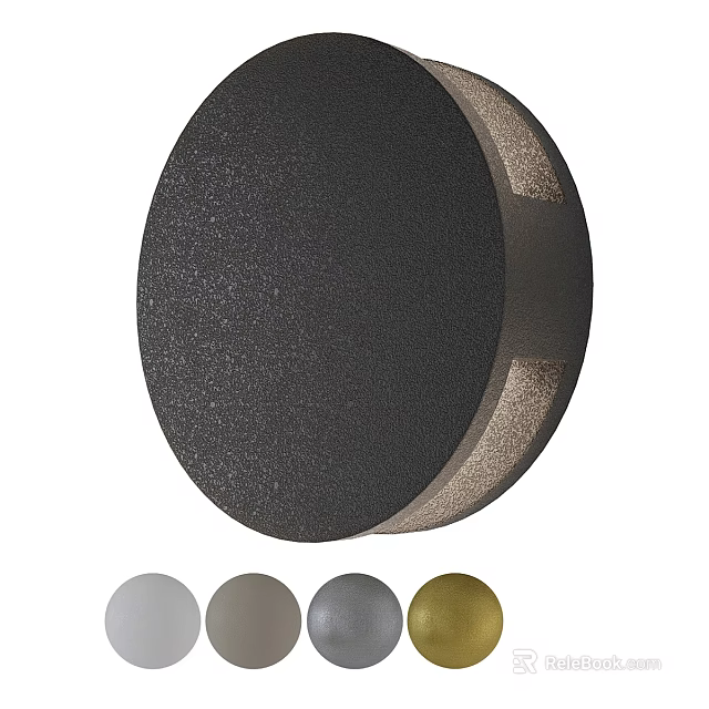 Modern Round Design Wall Light with Black Finish and Multiple Color Options 3d model