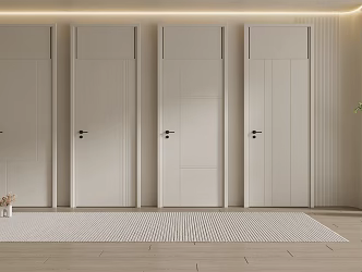 Modern swing door cream single door bedroom single door 3d model