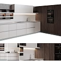 Modern Kitchen Cabinets With Light Countertop Sink And Dark Wood Oven Appliances