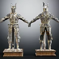 Historical Medieval Armor Clothing Front And Back Display With Intricate Metal Design On Stands
