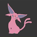 Pink Eevee Character 3D Model With Long Ears And Curved Tail