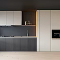 Modern Kitchen Cabinets With Gray And White Design And Sleek Countertop In Contemporary Space