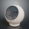 White Spherical Portable Speaker With Display Screen And Control Buttons