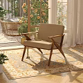 Elegant Villa Balcony Space With Comfy Armchair Floral Rug And Green Plants
