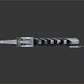 Detailed Metallic Weapon With Red Accent And Black Stripes Design Structure