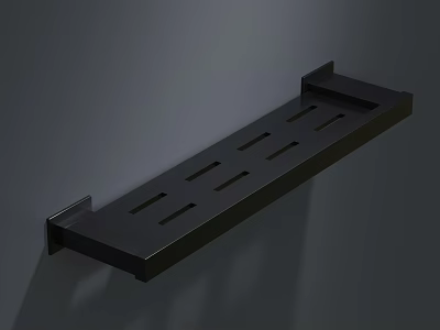 Modern Black Wall Mounted Bathroom Accessory Shelf With Perforated Design 3d model