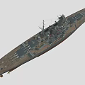 Detailed Military Warship 3D Model With Turrets Mast And Deck Structures