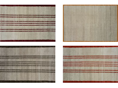 Square Rugs With Striped Patterns In Neutral Tones And Red Accents For Living Room Decor 3d model