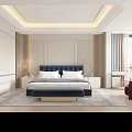 Elegant Modern Bedroom Interior With King Size Bed Textured Wall And Window Curtains