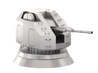 Military Automatic Turret Weapon System with Armored Housing Rotating Base and Long Barrel 3d model