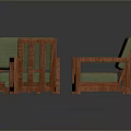 Three Wooden Frame Chairs With Green Cushions And Ottoman Furniture Set