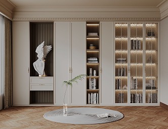 French Antique Retro Bookcase 3d model