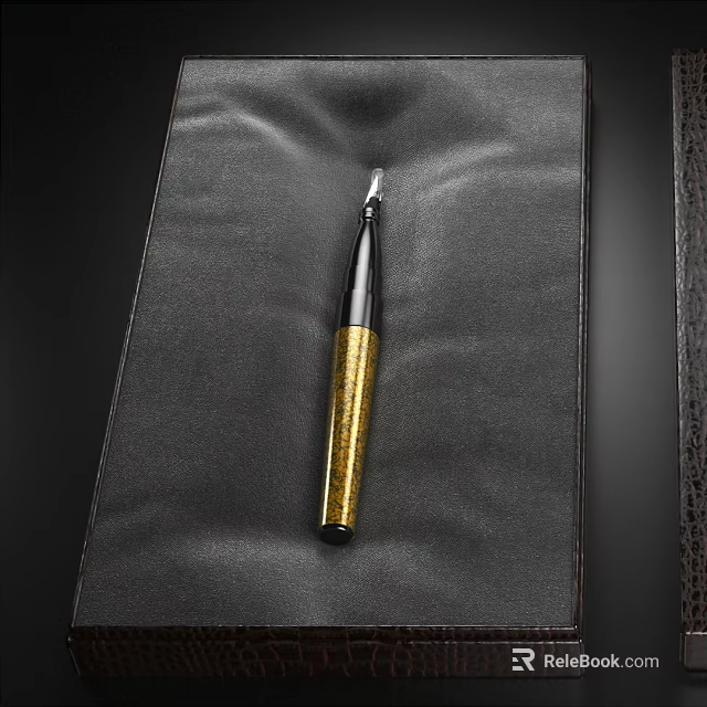 Luxury Pen With Black And Gold Design On Black Velvet Surface Elegant Premium Writing Instrument 3d model 