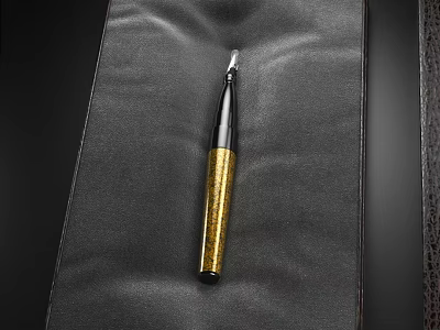 Luxury Pen With Black And Gold Design On Black Velvet Surface Elegant Premium Writing Instrument 3d model
