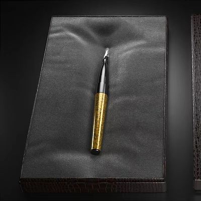 Luxury Pen With Black And Gold Design On Black Velvet Surface Elegant Premium Writing Instrument 3d model