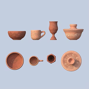 Pottery Pot Coil Pot Clay Pot Porcelain Clay Ware 3d model