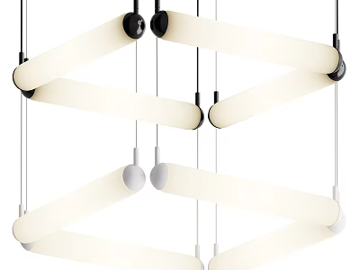 Modern Linear Geometric Chandelier With White Tubes And Black Connectors Design 3d model