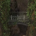 Scenic Stone Bridge in Rocky Landscape with Climbing Green Vines