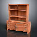 Wooden Bookshelf Featuring Open Shelves Bottom Drawers And Hinged Cabinet Door Storage