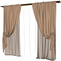 Elegant Layered Curtains Brown Drapes With White Sheer Inner Layer Decorative Tiebacks And Rod Installation