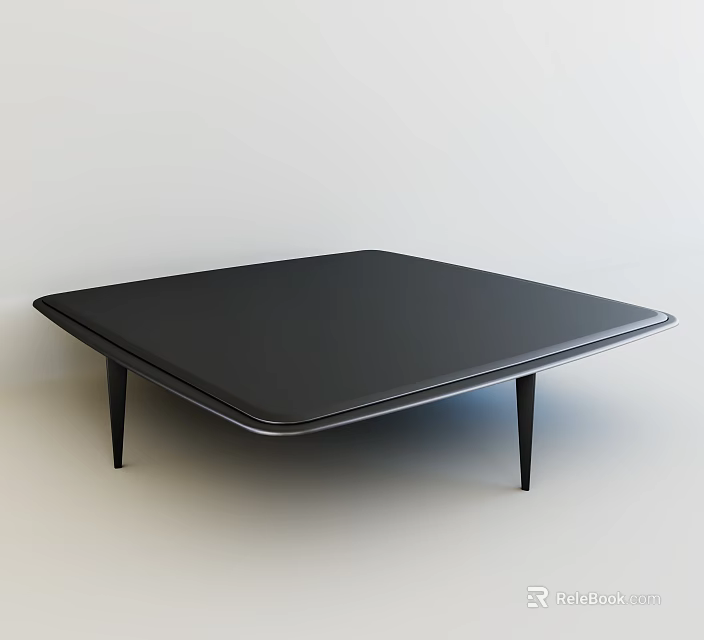 Black Square Coffee Table With Modern Minimalist Design And Slim Legs 3d model