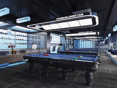 Modern technology style billiard hall billiard club style billiard room industrial loft billiard hall billiard room billiard hall billiard table billiard front desk 3d model