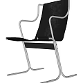 Modern Leisure Chair With Sleek Metal Frame And Black Comfortable Seat