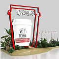 Floral Display Installation With Xiangpiaopiao Ruhui White Cup And Green Plants Decorative Frame