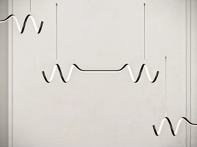 Modern Wave Design Pendant Light With Sleek Metal Finish For Interior Decor 3d model