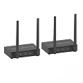 Black Wireless Routers As Daily Electrical Appliances With Four Antennas For Home Internet Use