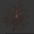 Modern Wall Clock With Hexagon Patterns And Metal Hands On Black Background
