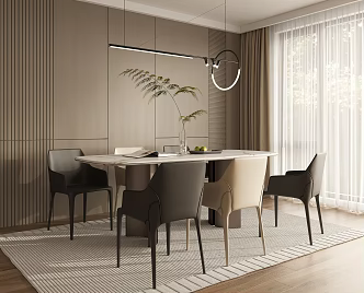 Modern simple restaurant dining table and chair high gray 3d model