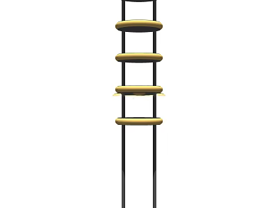 Modern Floor Lamp With Black Stand And Yellow Circular Rings Design 3d model